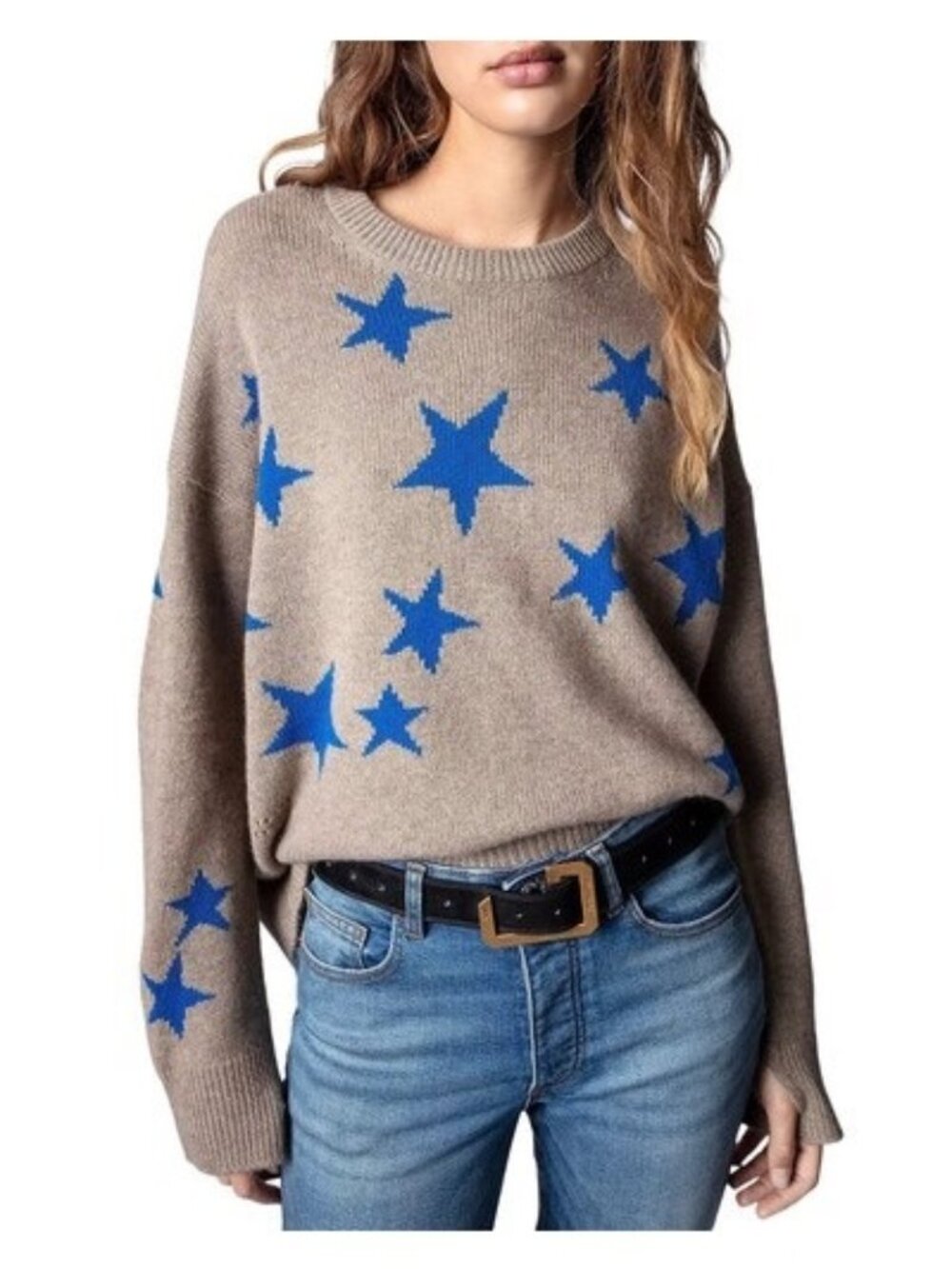 V-57. Zadig & Voltaire Markus Stars Cashmere Sweater Brown